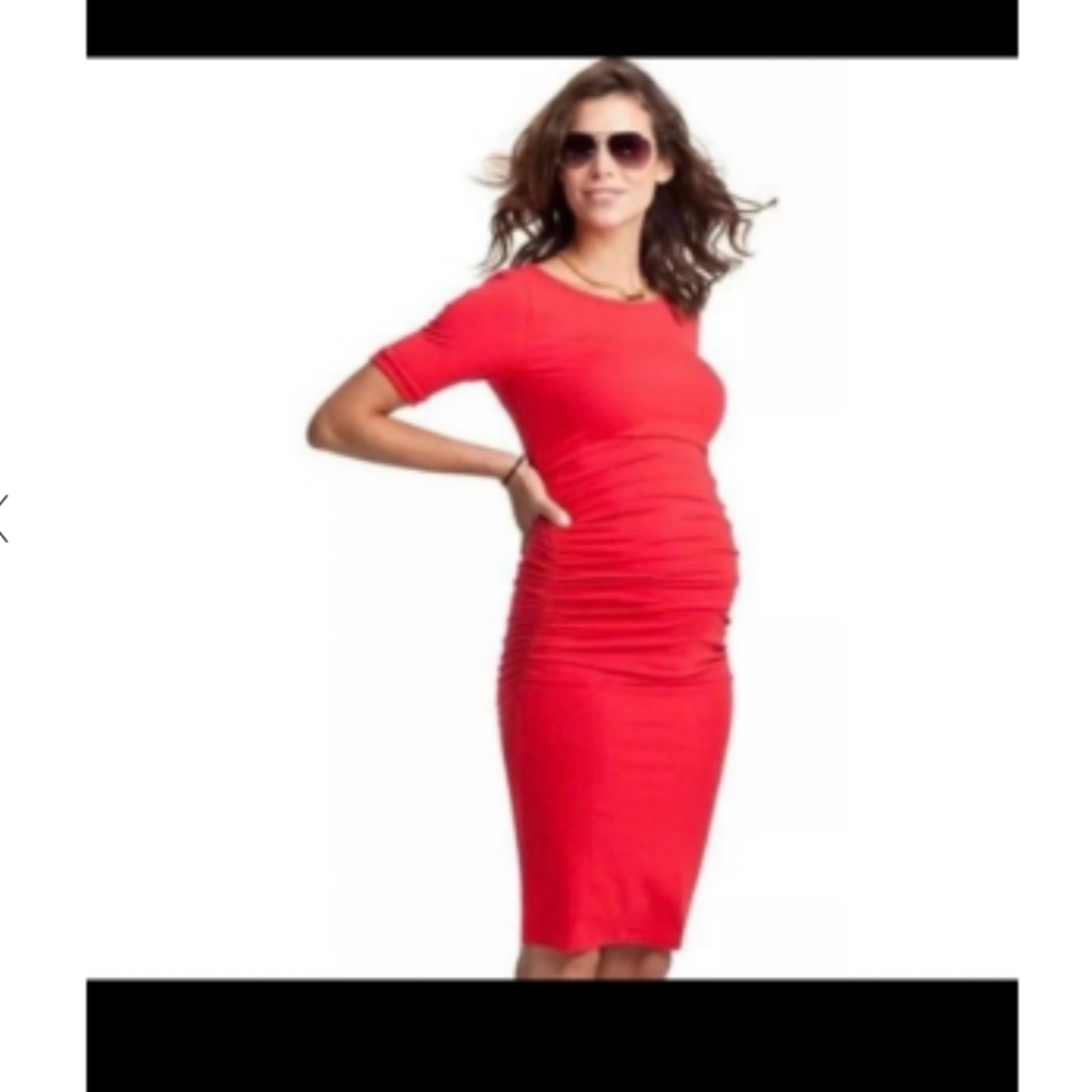 Isabella Oliver red maternity ruched dress